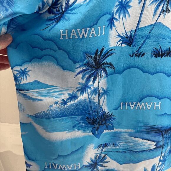 Hookano Vintage 60s Silk Hawaiian Shirt Palm Trees & Hawaii All Over Size L - Picture 6 of 7